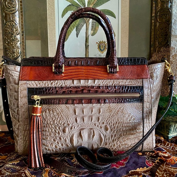 ☆ RARE ☆ OSPREY TRI-TEXTURE🌳ANNA BRAHMIN XL SATCHEL - Picture 15 of 15